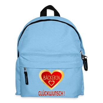 GLÜCKWUNSCH BÄCKERIN BACKEN - HERZ - Kinder Rucksack - Hellblau - Vorne