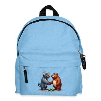 Stock Market Taurus Bear Handshake Profit Gift - Kids' Backpack - light blue - Front