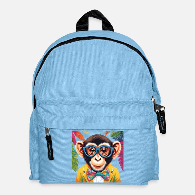 Lebendiger Affe in stilvoller Kleidung - Kinder Rucksack - Hellblau