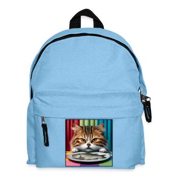 Cat with fish - Kids' Backpack - light blue - Front