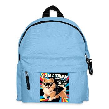 Comicstyle Pomeranian Dog "I am a thief" - Kinder Rucksack - Hellblau - Vorne