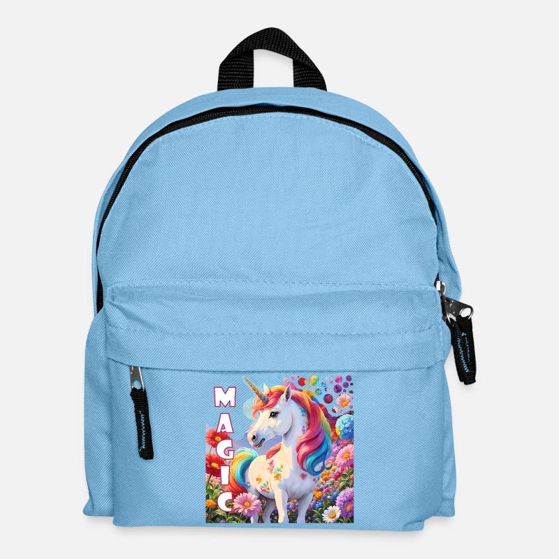 Zauberhaftes Einhorn in Regenbogenfarben Krafttier - Kinder Rucksack - Hellblau