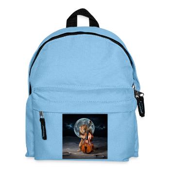 Löwe spielt Kontrabass auf dem Mond Kontrabassist - Kinder Rucksack - Hellblau - Vorne