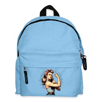 Strong Woman Shows Strength Rockabilly Style Gift - Kids' Backpack - light blue - Front