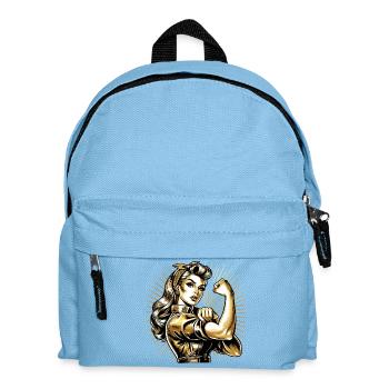 Strength Strong Woman Rockabilly Style Gold Gift - Kids' Backpack - light blue - Front