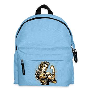 Strong Woman GRL PWR Rockabilly Gold Gift - Kids' Backpack - light blue - Front