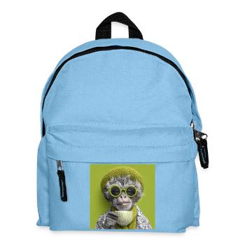 Stylisher Affe mit Sonennbrille und Kaffeetasse - Kinder Rucksack - Hellblau - Vorne
