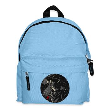 Geheimnisvolle Katze im Trenchcoat Noir Tiermotiv - Kinder Rucksack - Hellblau - Vorne