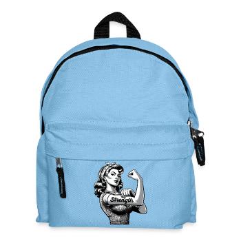 Strength Strong Woman Rockabilly Style Gift - Kids' Backpack - light blue - Front
