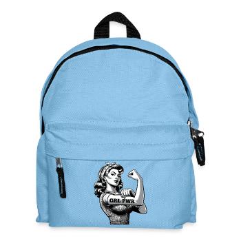 Starke Frau GRL PWR Rockabilly Bizeps Arm Geschenk - Kinder Rucksack - Hellblau - Vorne