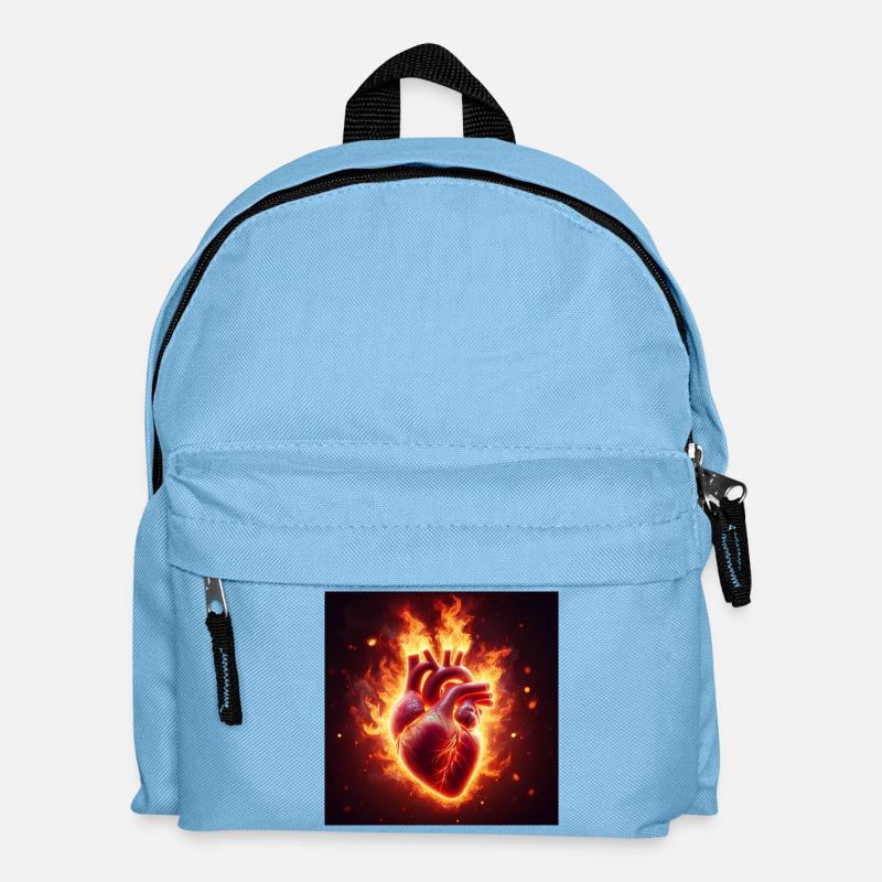 Brennendes Herz Design - Kinder Rucksack - Hellblau