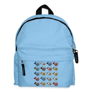Colourful French horn variety for horn players - Kids' Backpack - light blue - Front