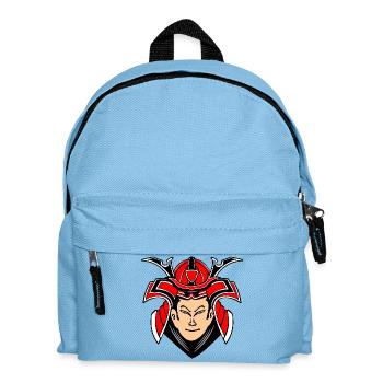 Samurai mit Helmdesign - Kinder Rucksack - Hellblau - Vorne