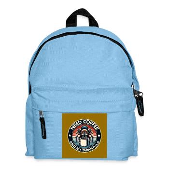 Brauche nur Kaffee und meine Spinne Tarantel - Kinder Rucksack - Hellblau - Vorne