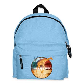 Giraffe in wide African savannah landscape - Kids' Backpack - light blue - Front