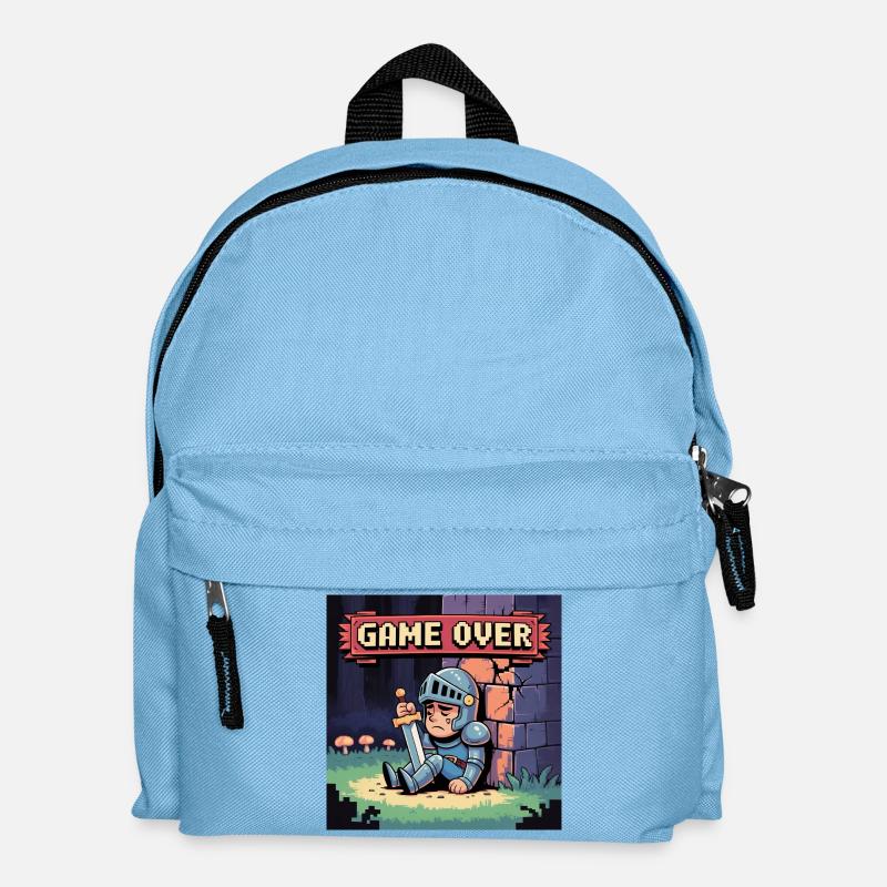Eine Pixelfigur, die von der Kunst verbrannt wurde - Kinder Rucksack - Hellblau
