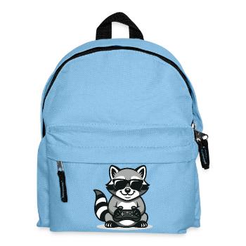 Zocker-Waschbär - Kinder Rucksack - Hellblau - Vorne