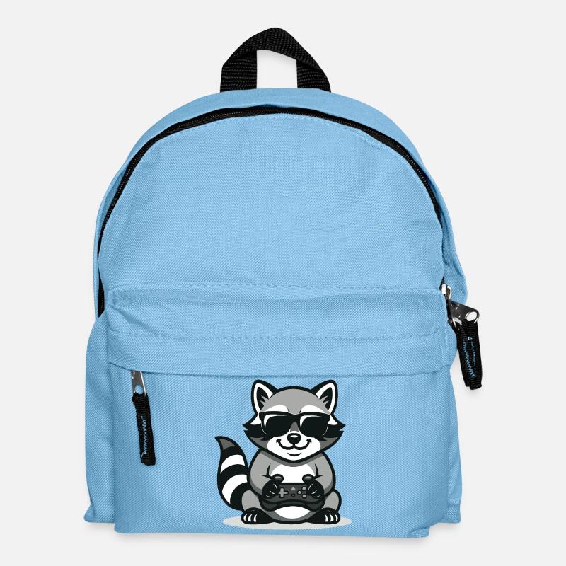 Zocker-Waschbär - Kinder Rucksack - Hellblau