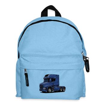 Blauer LKW Stil Illustration - Kinder Rucksack - Hellblau - Vorne