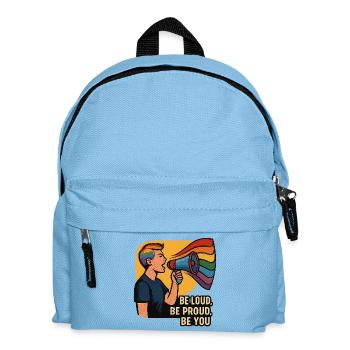 LGBTQ Rainbow Megaphone Illustration - Kids' Backpack - light blue - Front