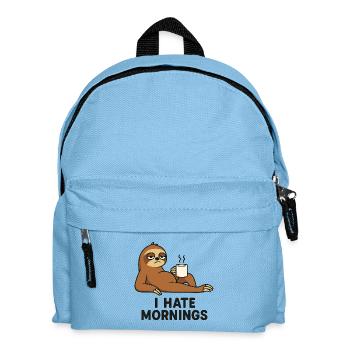 Faultier mit Kaffeetasse - Kinder Rucksack - Hellblau - Vorne