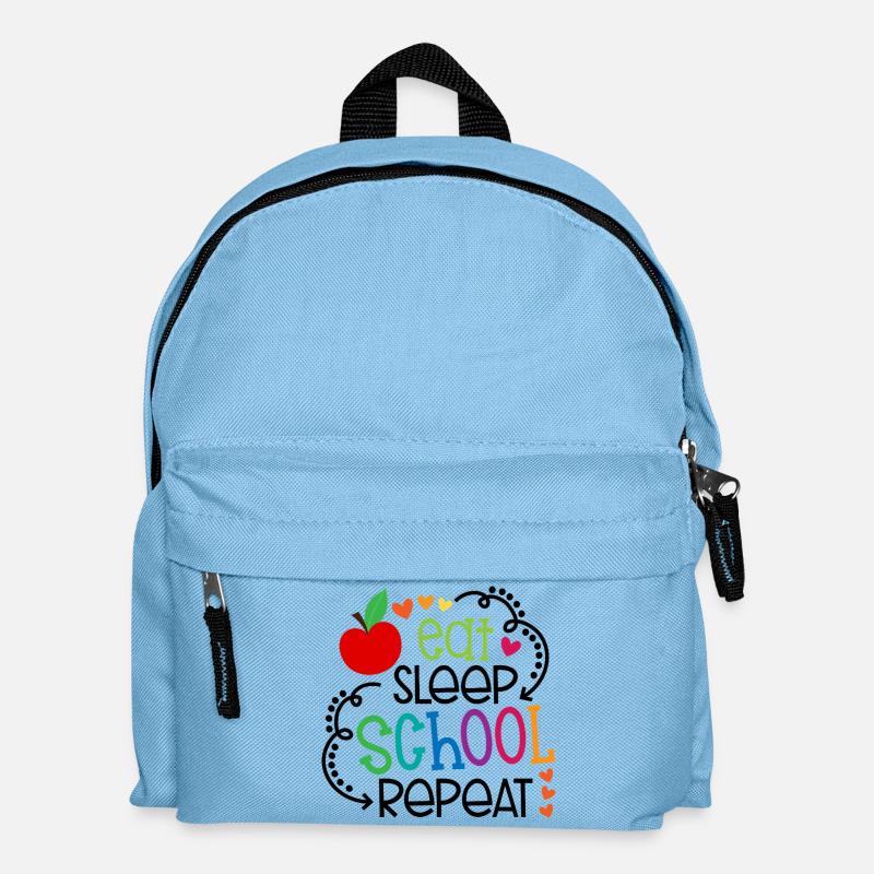 Eat, Sleep, School, Repeat – Design - Kids' Backpack - light blue