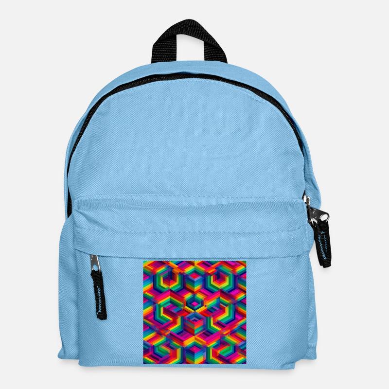 Bunte Geometrische 3D-Illusion - Kinder Rucksack - Hellblau