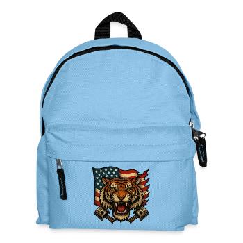 Tigre Patriote avec Drapeau Américain - Sac à dos Enfant - bleu clair - Devant