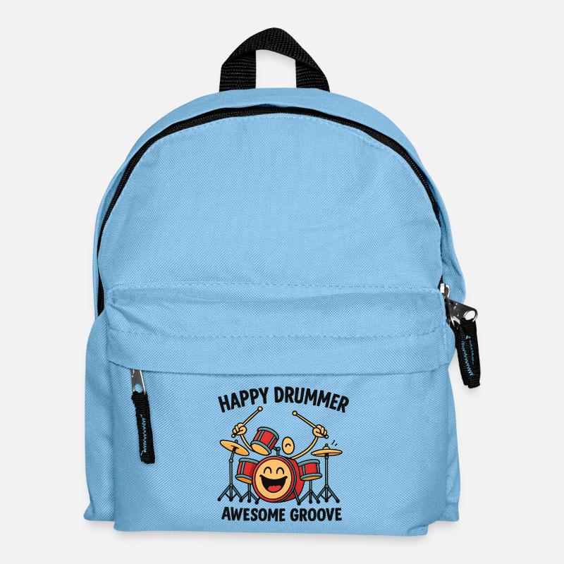 Cheerful drummer with laughing drum - Kids' Backpack - light blue