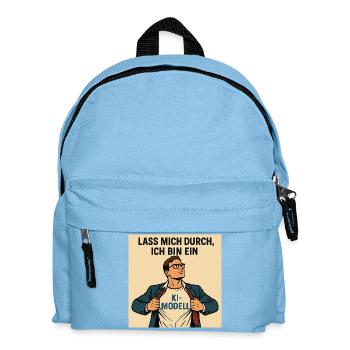 Humorvoller KI-Modell Heldenkleidung - Kinder Rucksack - Hellblau - Vorne