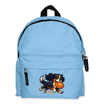 Kavalier König Charles Karikatur mit Frisbee - Kinder Rucksack - Hellblau - Vorne