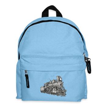 Vintage Dampflok im Technostil - Kinder Rucksack - Hellblau - Vorne