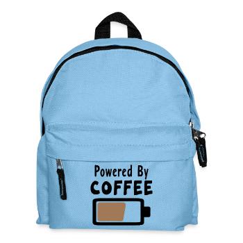 Powered By Coffee - Kaffee Statement Spruch - Kinder Rucksack - Hellblau - Vorne