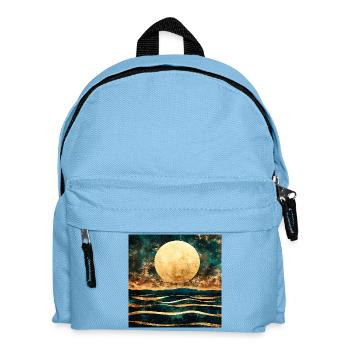Golden Moon on Watercolor Horizon - Kids' Backpack - light blue - Front