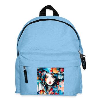 Colorful Digital Abstract Girl Portrait - Kids' Backpack - light blue - Front