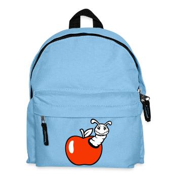 la chenille du fruit de la pomme jette un œil par le trou sourit au doux ver - Sac à dos Enfant - bleu clair - Devant
