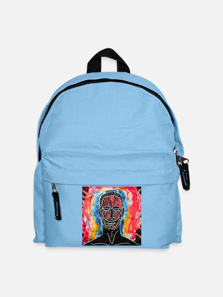 Abstraktes Porträt in leuchtenden Farben - Kinder Rucksack - Hellblau