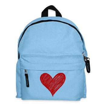 Herzzeichnung in roter Tinte - Kinder Rucksack - Hellblau - Vorne