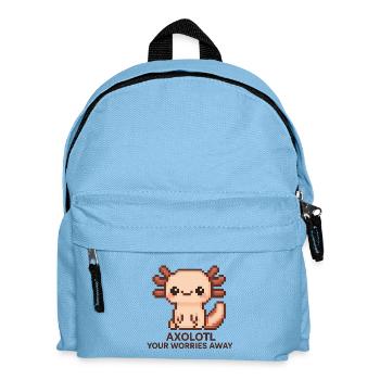 Pixelart Axolotl mit Witztext - Kinder Rucksack - Hellblau - Vorne