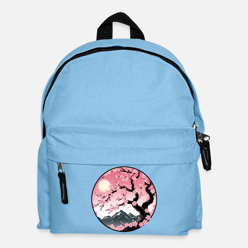 Paysage de montagne de cerisier en fleurs - Sac à dos Enfant - bleu clair