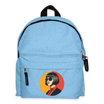 Retro cool woman with black hair and sunglasses - Kids' Backpack - light blue - Front