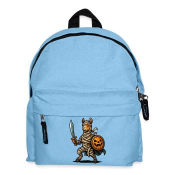 Gespenstisches Ritter-Lama mit Kürbisschild - Kinder Rucksack - Hellblau - Vorne