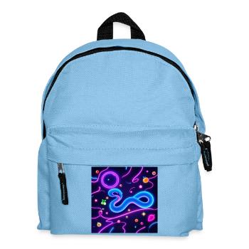 Leuchtende Neon-Schlange mit Fruchtmotiven - Kinder Rucksack - Hellblau - Vorne
