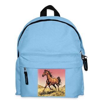 Dynamischer Wildpferd-Print - Kinder Rucksack - Hellblau - Vorne
