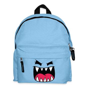 Dämonisches Monster Gesicht Motiv - Kinder Rucksack - Hellblau - Vorne