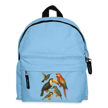 Farbenfrohe Illustration exotischer Vögel - Kinder Rucksack - Hellblau - Vorne