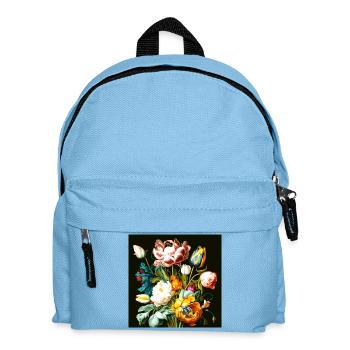 Composition florale texturée sur noir - Sac à dos Enfant - bleu clair - Devant