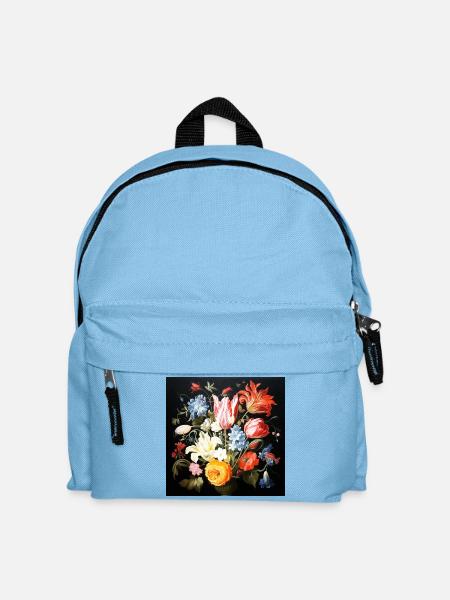 Flower bouquet in baroque style Flemish old masters - Kids' Backpack - light blue