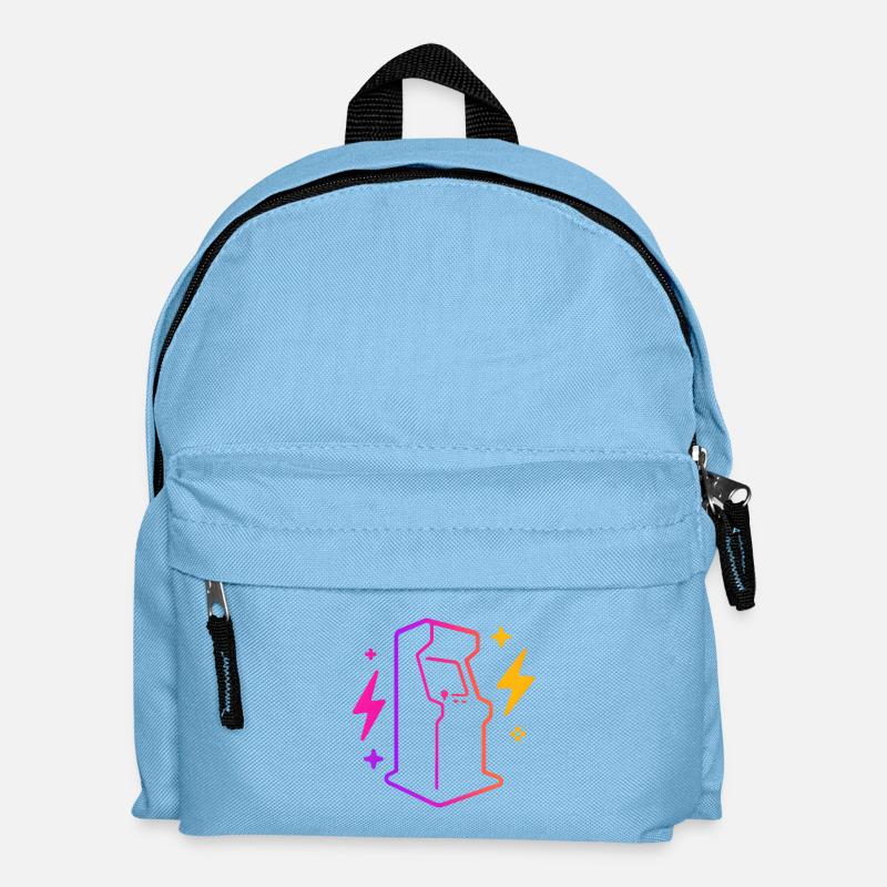 Retro Neon Arcade Game Outline - Kids' Backpack - light blue
