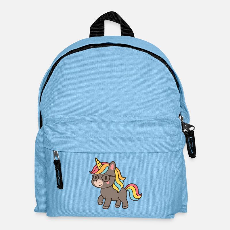 Pastel Unicorn with Glasses - Kids' Backpack - light blue